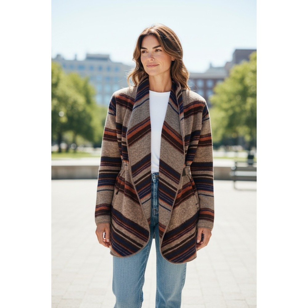 Fenn Wright Manson Studio Jacket Women S Grey Striped Wool Blend Shawl Collar S